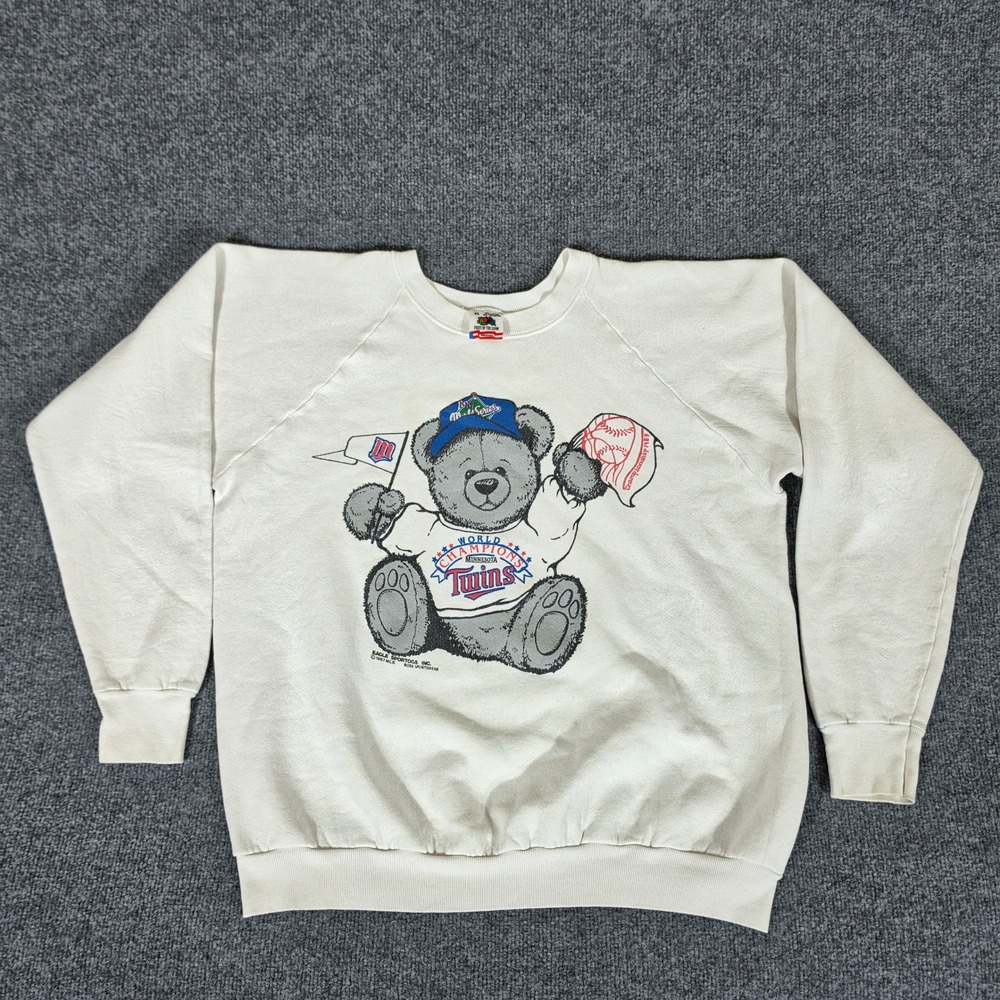Vintage 1987 Minnesota Twins World Series Champions Bear Sweatshirt Mens XL USA